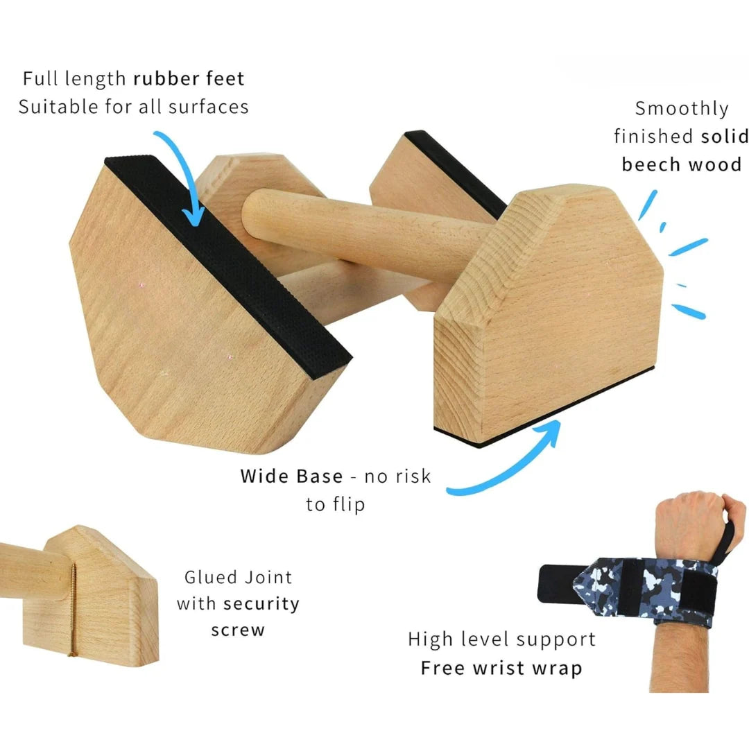 Push-Up Bars | Ergonomic Wooden & Non-Slip