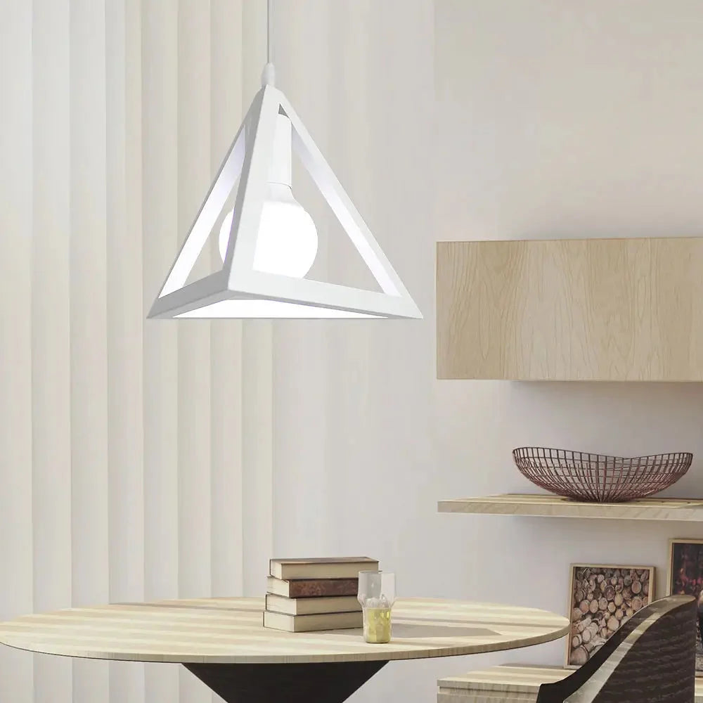 Pendant Lamp | Pyramid Metal Wire Frame | Vintage-Inspired Design