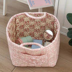 Storage Basket | Quilted Floral Microfiber | Side Carry Handles