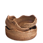 Storage Basket | Handwoven Rattan | Shallow Round Design