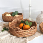 Storage Basket | Handwoven Rattan | Shallow Round Design