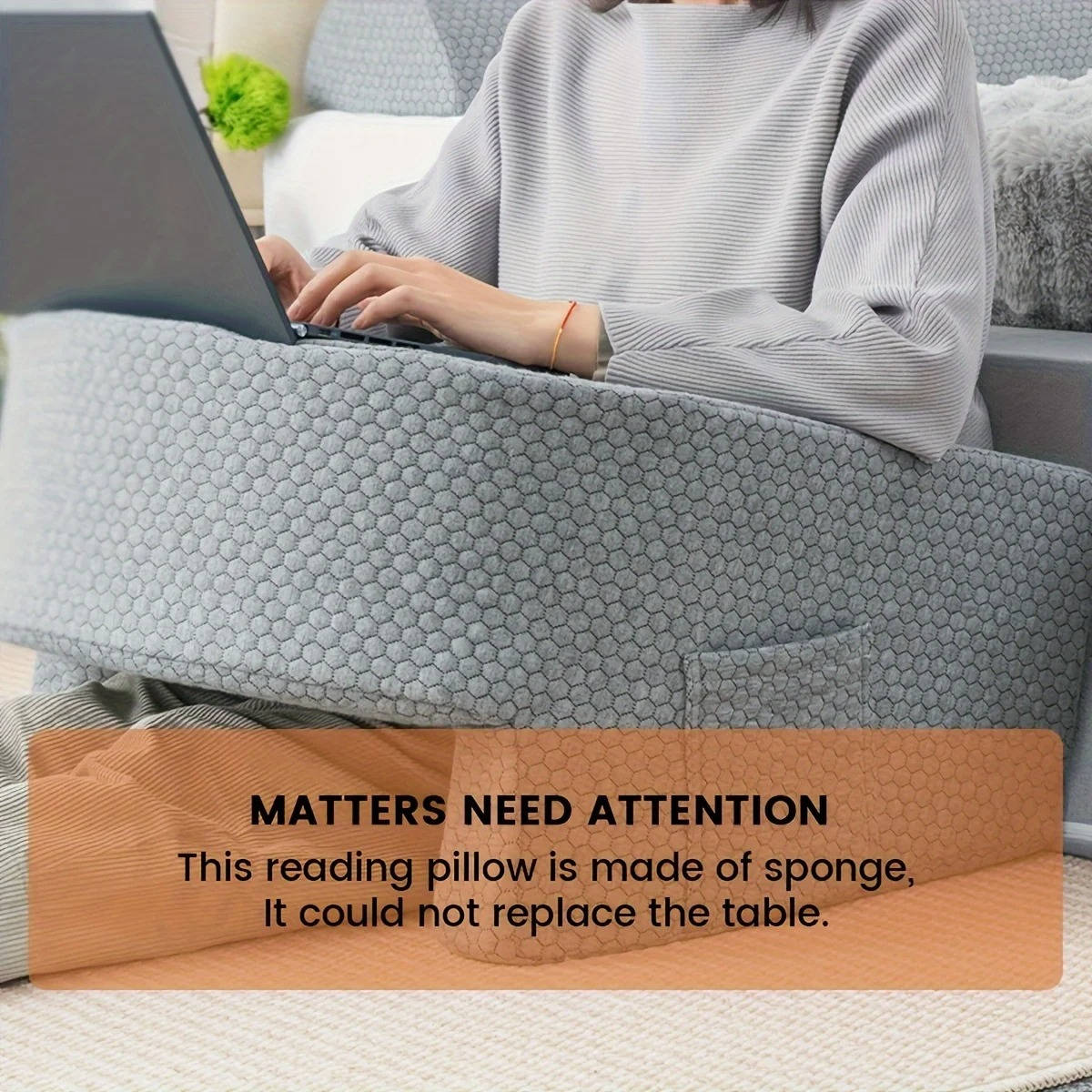 Reading Pillow | Ergonomic Memory Foam With Side Pockets & Washable Cover