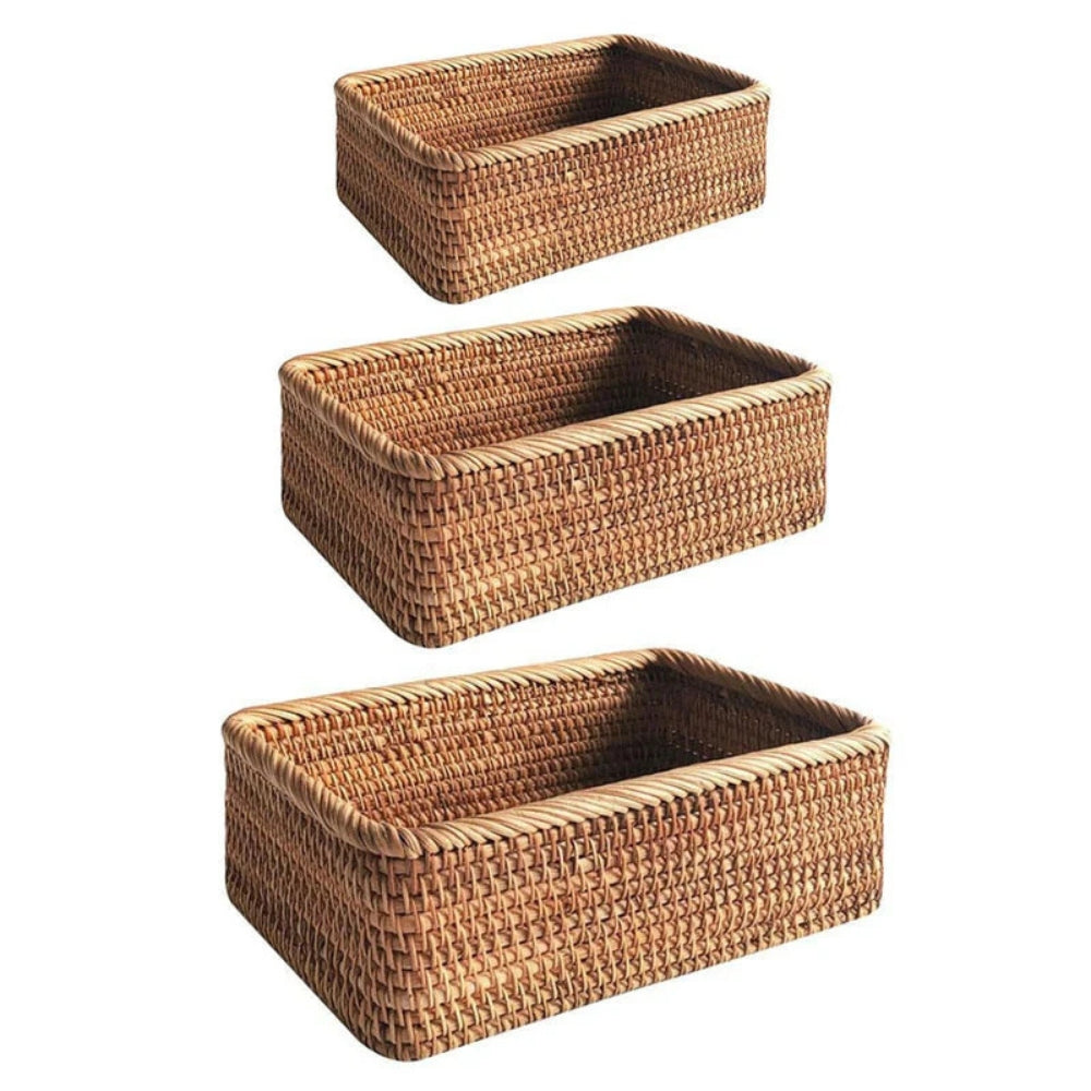 Storage Basket | Hand-Woven Rattan | Open Top
