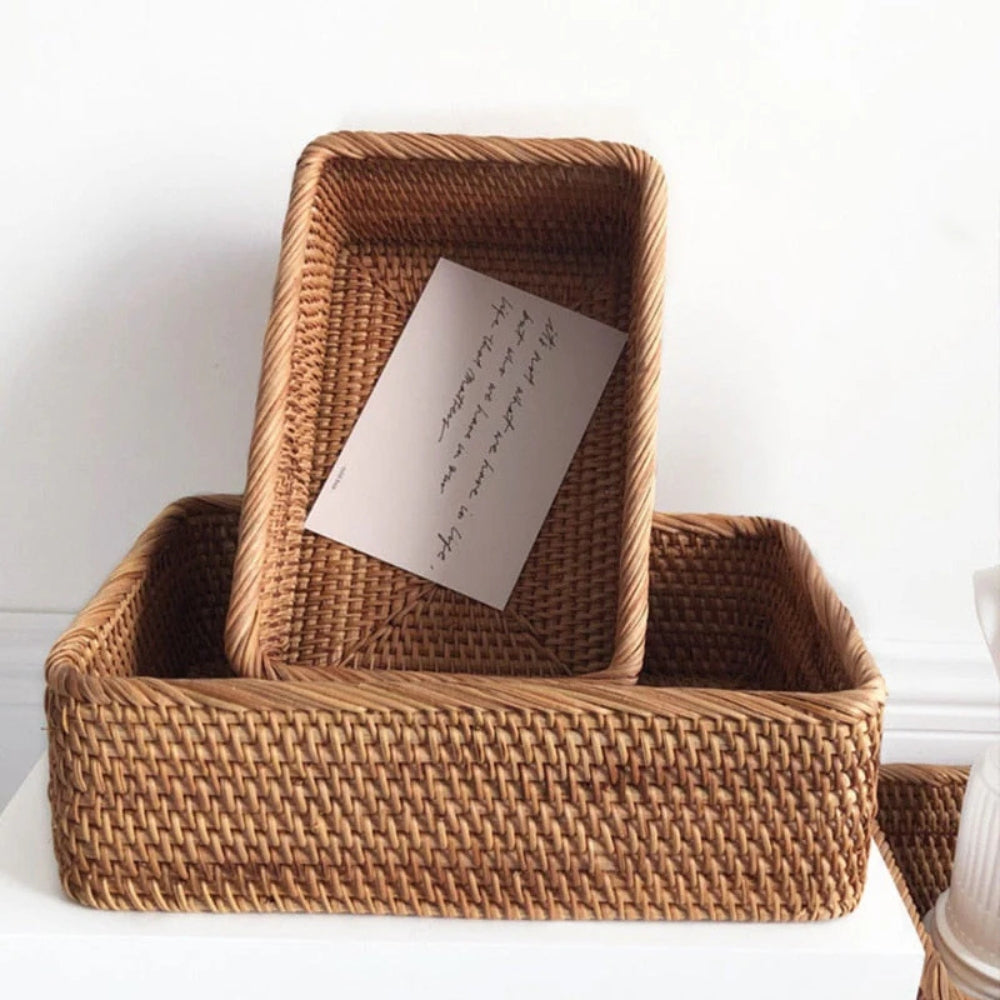 Storage Basket | Hand-Woven Rattan | Open Top