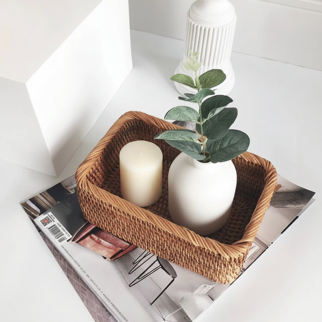 Storage Basket | Hand-Woven Rattan | Open Top
