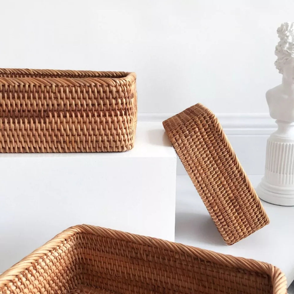 Storage Basket | Hand-Woven Rattan | Open Top