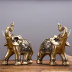Elephant Figurine | Textured Resin & Raised Trunk Pose
