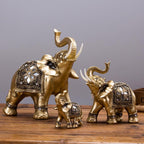 Elephant Figurine | Textured Resin & Raised Trunk Pose