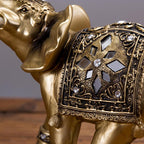 Elephant Figurine | Textured Resin & Raised Trunk Pose