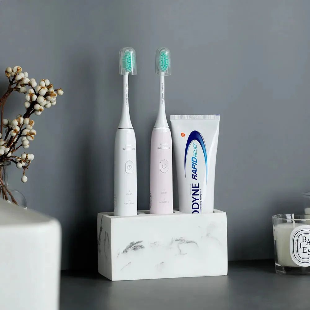 Toothbrush Holder | Matte Resin Marble Swirl | Multi-Slot