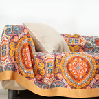 Reversible Blanket | Knitted & Smooth Cotton Sides | Stitched Edges