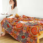Reversible Blanket | Knitted & Smooth Cotton Sides | Stitched Edges