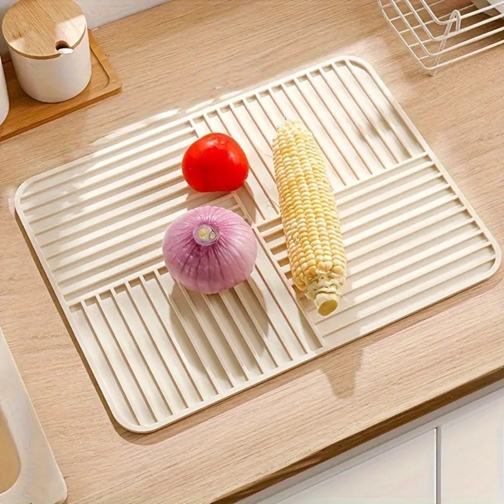 Dish Drying Mat | Ridged Anti-Slip Silicone | Foldable