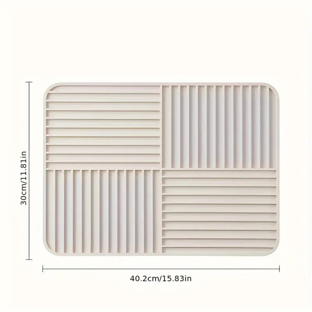 Dish Drying Mat | Ridged Anti-Slip Silicone | Foldable