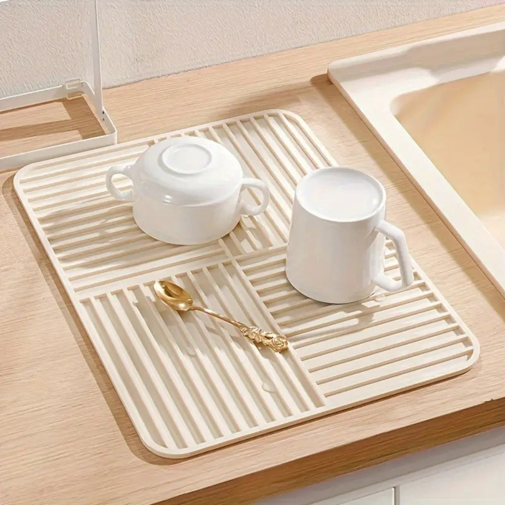 Dish Drying Mat | Ridged Anti-Slip Silicone | Foldable