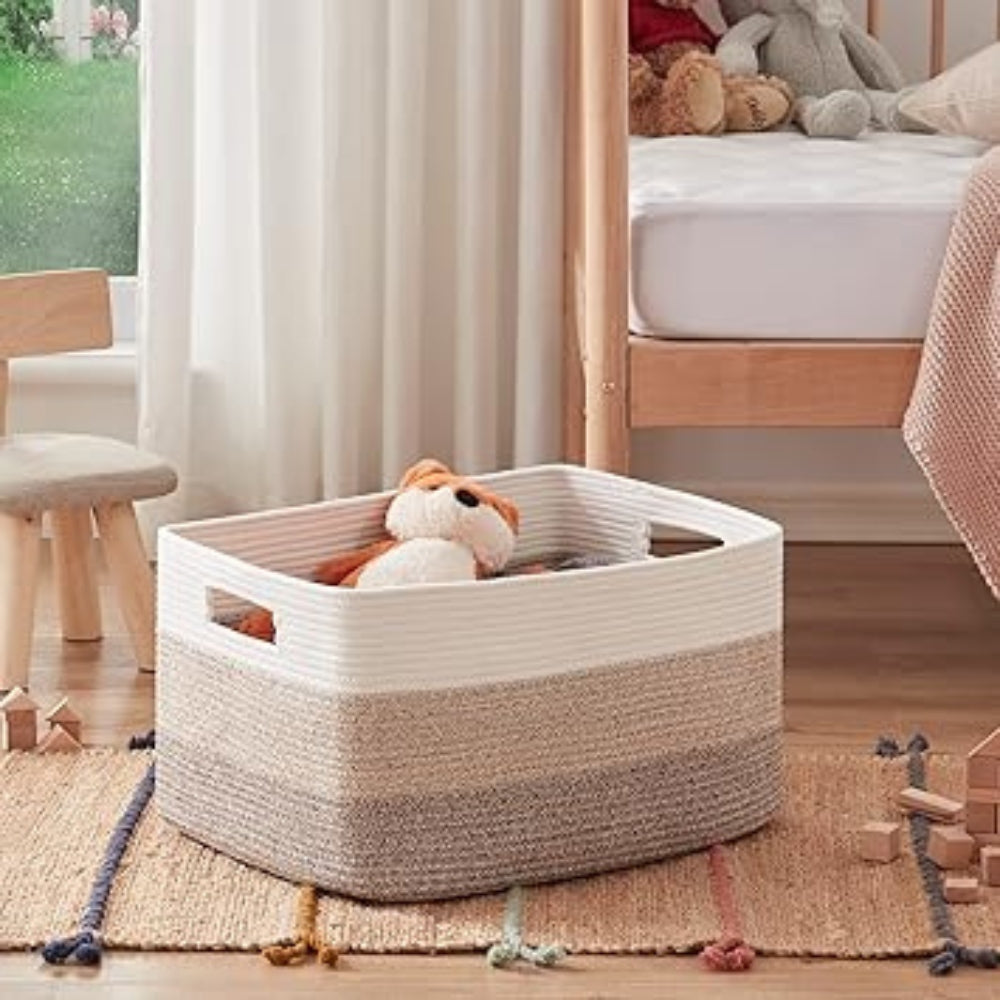 Storage Basket | Coiled Cotton Rope | Side Handles
