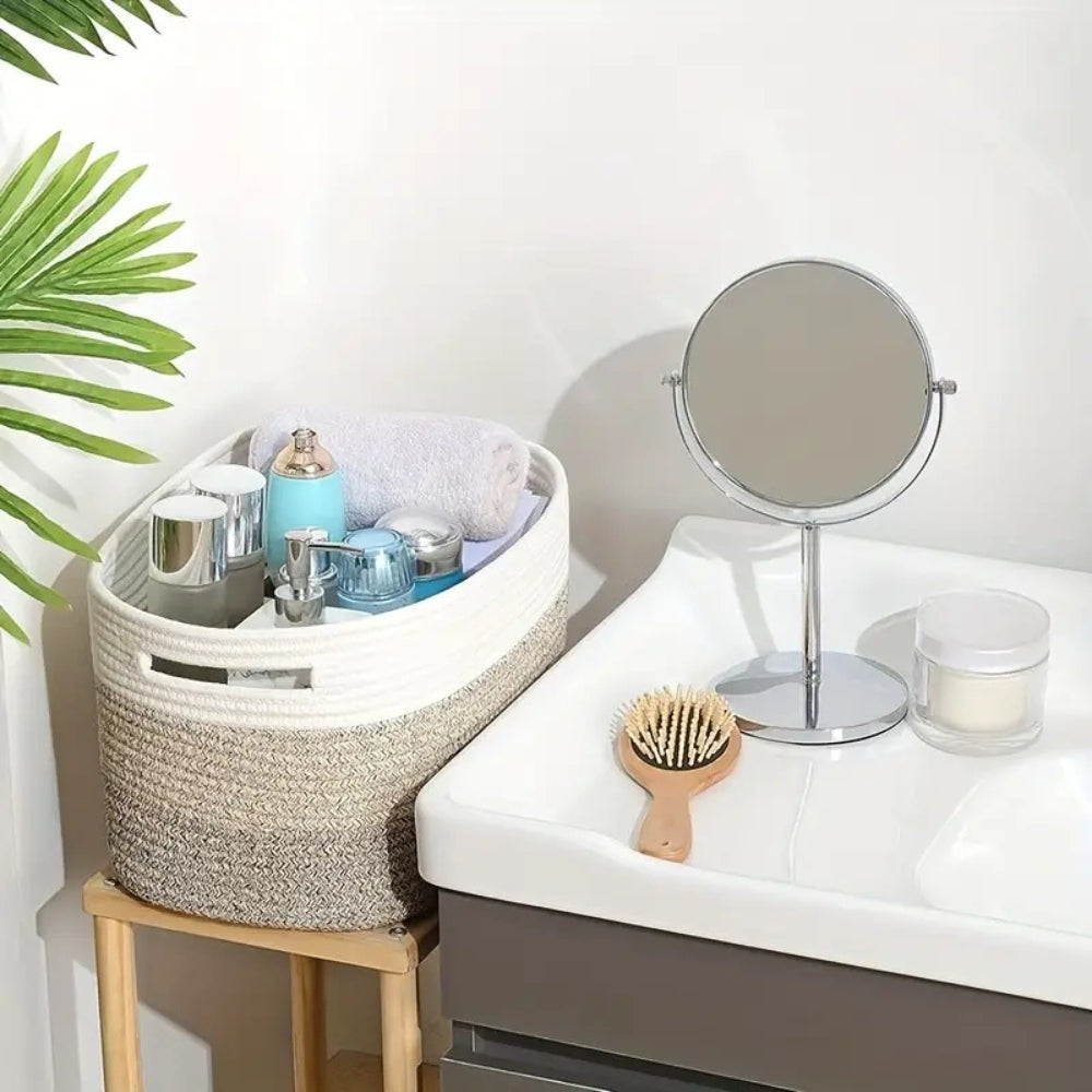 Storage Basket | Coiled Cotton Rope | Side Handles