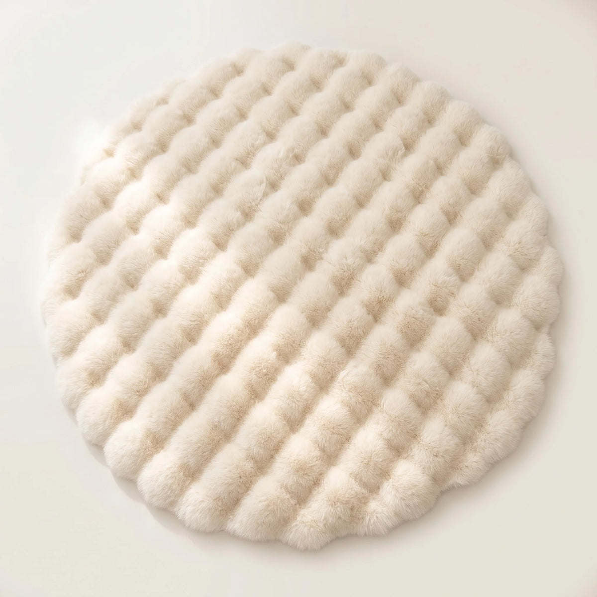 Round Rug | Soft Fleece Bubble Texture | 90 × 90 cm