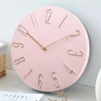 Round Wall Clock | Silent No-Ticking & Wood-Grain Dial