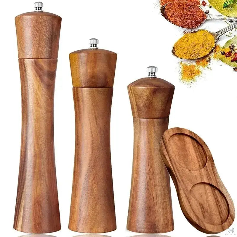 Salt & Pepper Grinder | Acacia Wood & Adjustable Ceramic Mill | Sold Individually