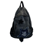 School Backpack | Denim Star Appliqué & Padded Adjustable Straps