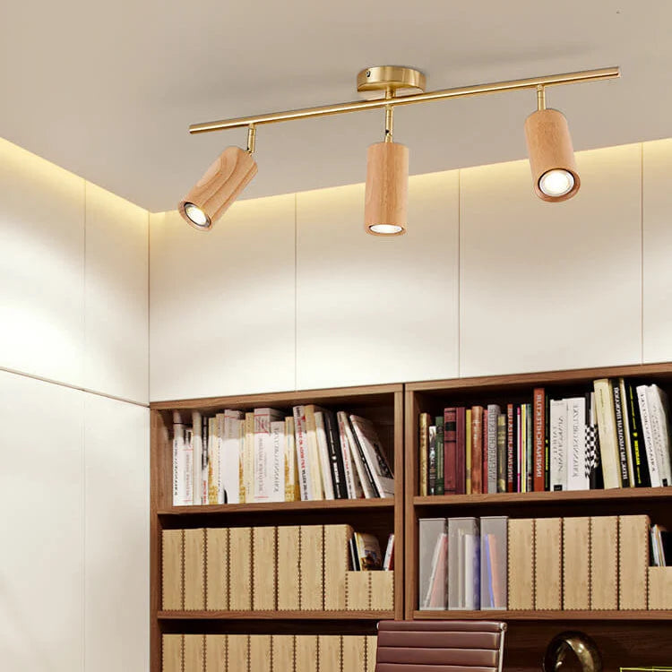 Semi-Flush Ceiling Light | Rubberwood & Iron Integrated COB LED