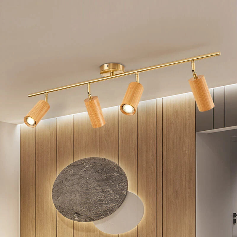 Semi-Flush Ceiling Light | Rubberwood & Iron Integrated COB LED