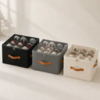 Shoe Storage Box | Collapsible Fabric With Clear Window | Divided Compartments