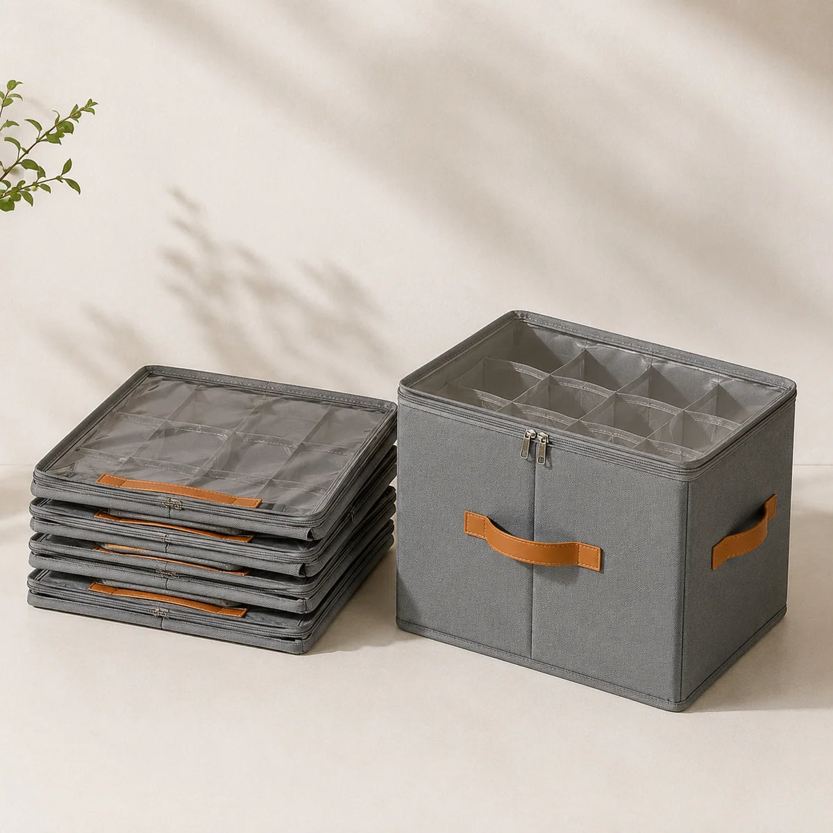 Shoe Storage Box | Collapsible Fabric With Clear Window | Divided Compartments