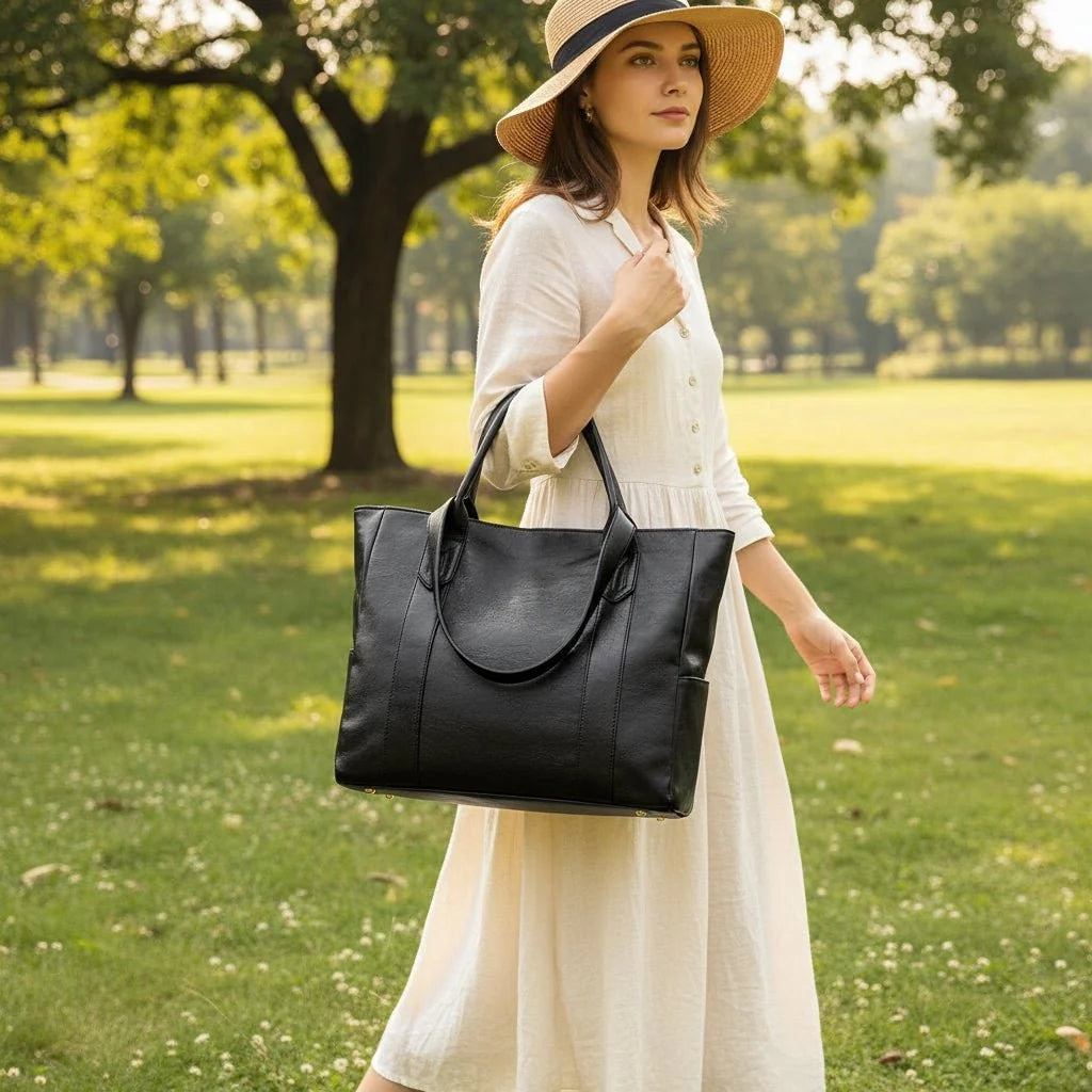 Shoulder Bag | PU Leather, Zip Closure & Multiple Pockets