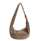 Shoulder Bag | Soft Suede, Wide Strap & Zipper Closure