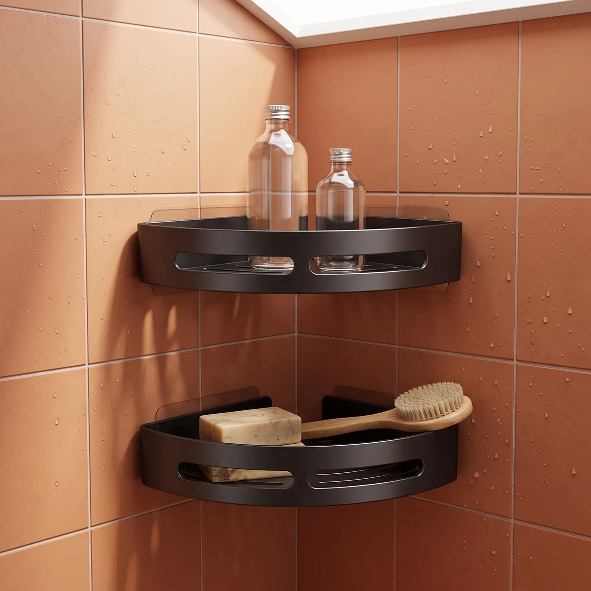 Shower Shelf | Corner Design & No-Drill Adhesive Mount