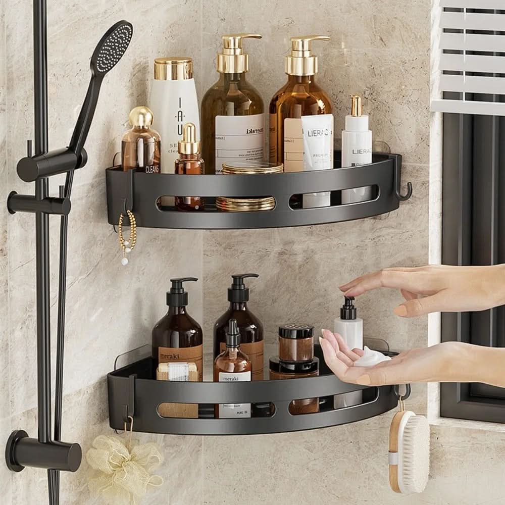 Shower Shelf | Corner Design & No-Drill Adhesive Mount