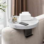 Sofa Armrest Tray | Solid Wood & Adjustable Clip-On | 12 in Diameter
