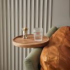Sofa Armrest Tray | Solid Wood & Adjustable Clip-On | 12 in Diameter