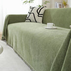 Sofa Cover | Chenille Herringbone & Tassel Edges | Machine Washable