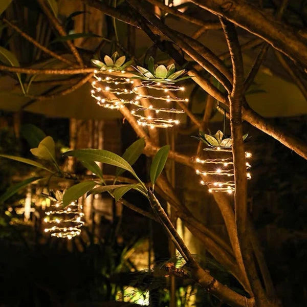 Solar Garden Lantern | Cylindrical Metal-Framed Housing | Hanging Design