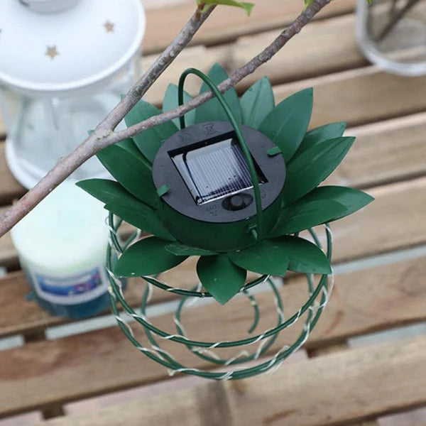 Solar Garden Lantern | Cylindrical Metal-Framed Housing | Hanging Design