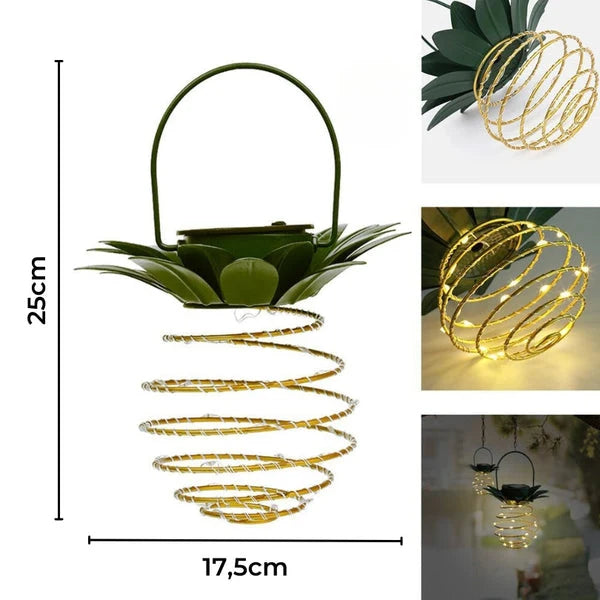 Solar Garden Lantern | Cylindrical Metal-Framed Housing | Hanging Design