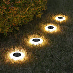 Solar Ground Light | 360° LED Ring & Auto Dusk Sensor | Set of 4