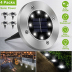Solar Ground Lights | Flush-Mount & Solar Powered | 4-Pack