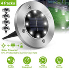 Solar Ground Lights | Flush-Mount & Solar Powered | 4-Pack