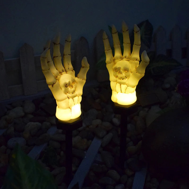 Solar Ground Stake Light | Skeleton Hand & Skull Design