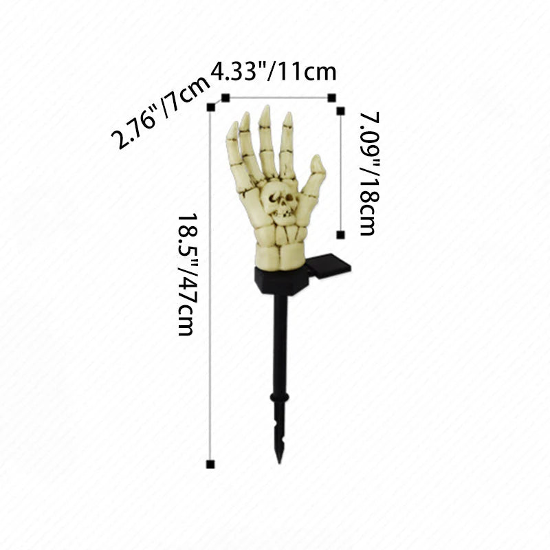 Solar Ground Stake Light | Skeleton Hand & Skull Design