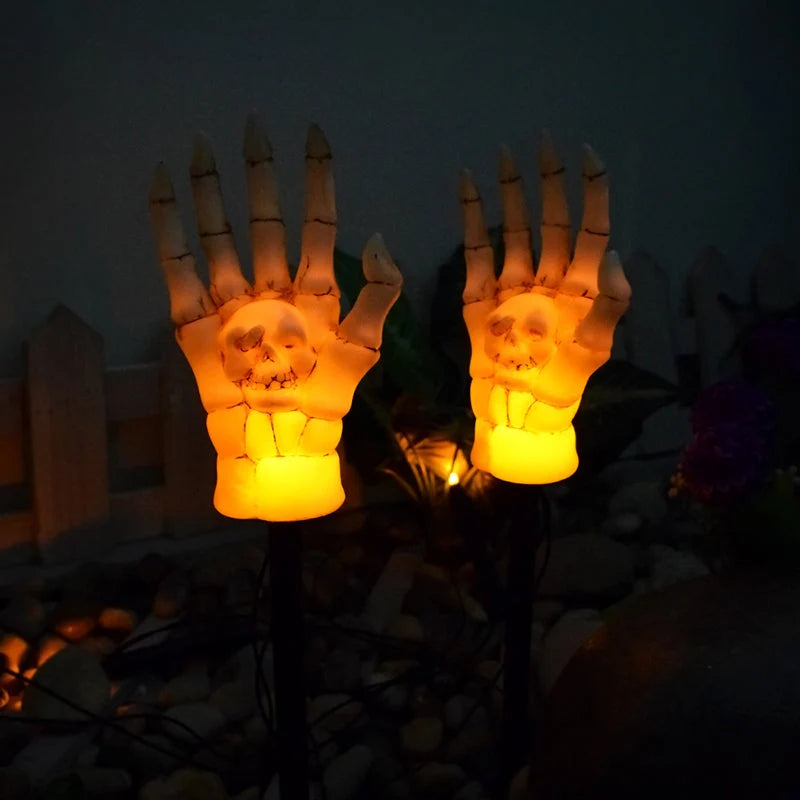 Solar Ground Stake Light | Skeleton Hand & Skull Design