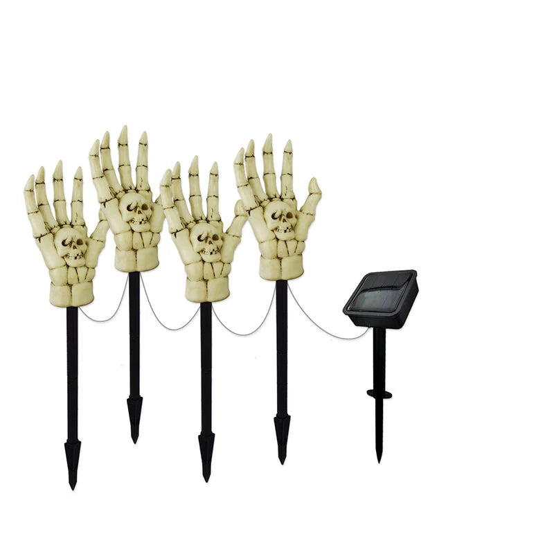 Solar Ground Stake Light | Skeleton Hand & Skull Design