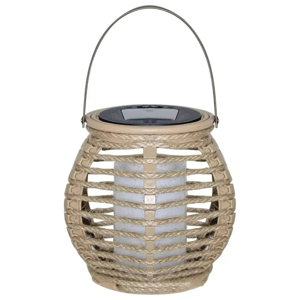Outdoor Hanging Lantern | Handwoven Rattan & Bamboo | Solar-Powered, Waterproof