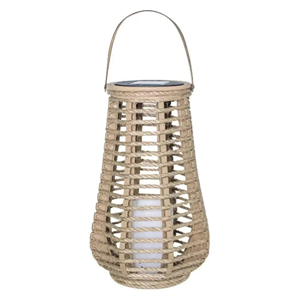 Outdoor Hanging Lantern | Handwoven Rattan & Bamboo | Solar-Powered, Waterproof