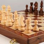 Chess Set | Solid Wood Board & Carved Pieces | Extra Queens