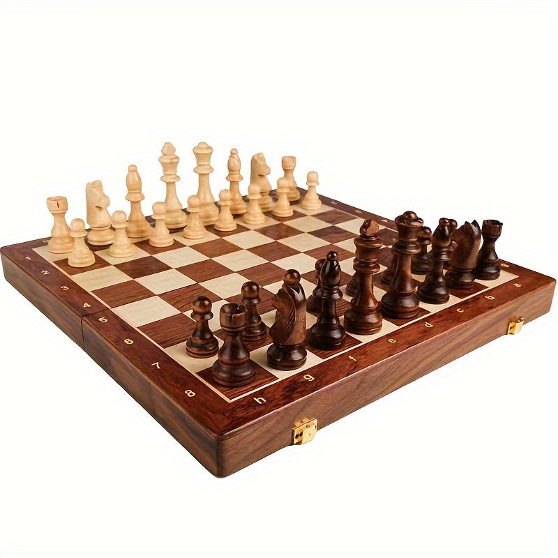 Chess Set | Solid Wood Board & Carved Pieces | Extra Queens